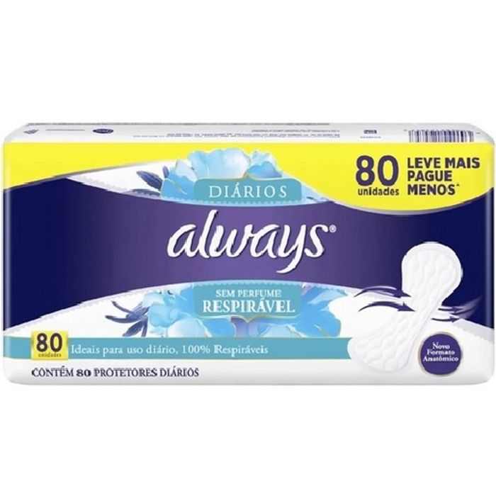Protetor Diário Always Respirável pacote com 80 unidades - Imagem 1