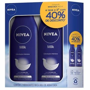 Loção Hidratante Corporal Nivea Milk Pele Seca a Extrasseca 2 Unidades 400mL Cada