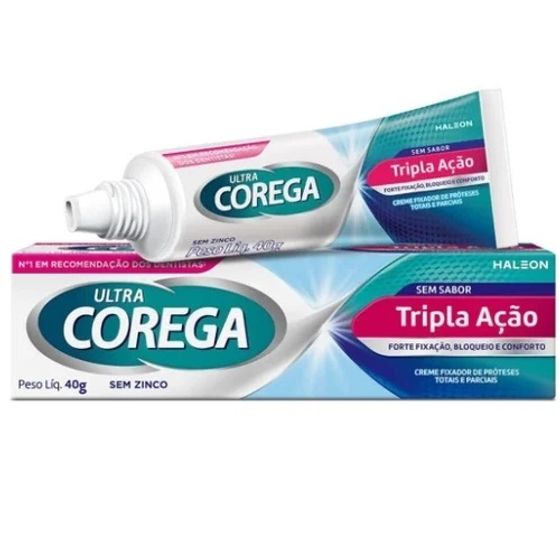 Creme Fixador de Prótese Total e Parcial Corega Ultra Tripla Ação sem sabor com 40g - Imagem 1