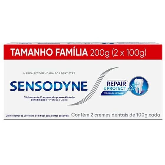 Creme Dental Sensodyne Repair & Protect com flúor, 2 unidades com 100g cada - Imagem 1
