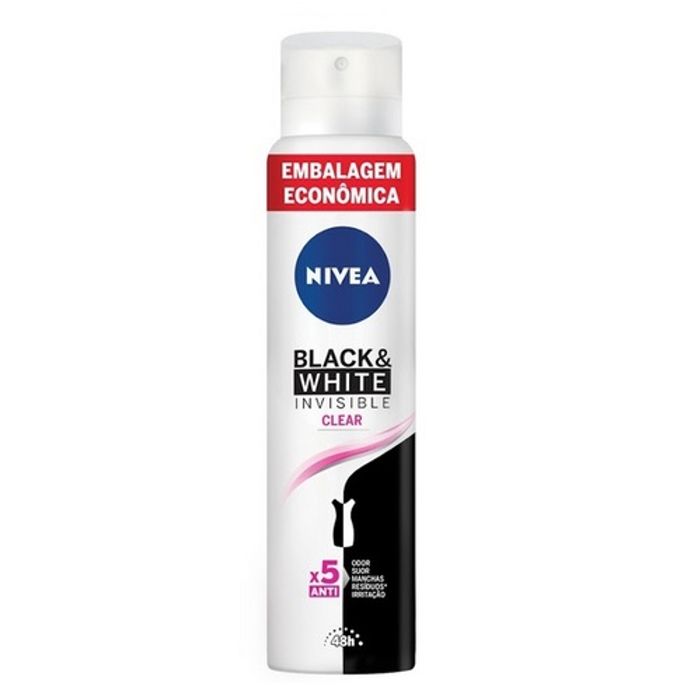 Desodorante Antitranspirante Feminino Nivea Invisible Black & White Clear aerossol, 1 unidade com 200mL - Imagem 1