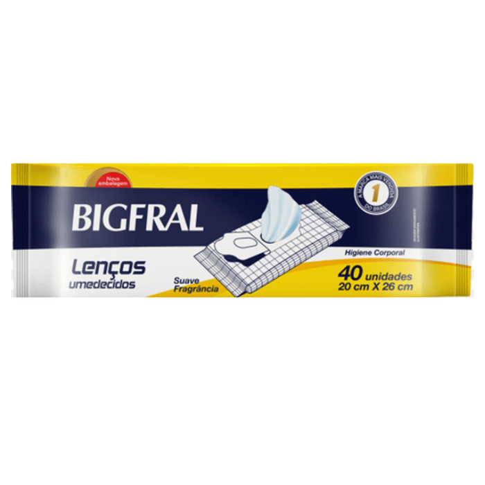 Toalha Umedecida Bigfral suave fragrância com 40 unidades - Imagem 1