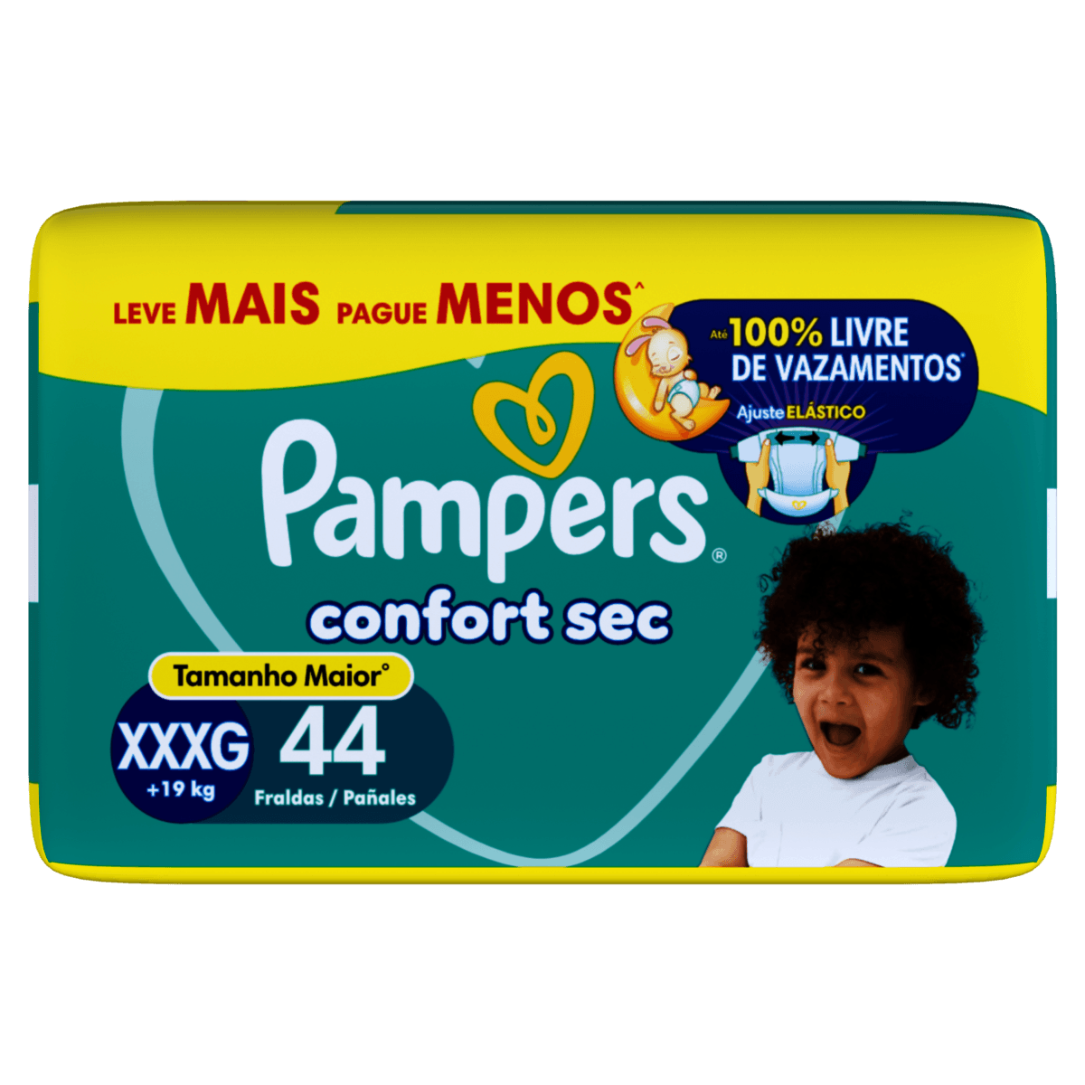Fralda Descartável Pampers Confort Sec XXXG Leve Mais Pague Menos 44 Unidades - Preview 1