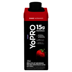 Yopro Bebida Láctea UHT 15g de Proteína Sabor Morango Zero Lactose 250ml