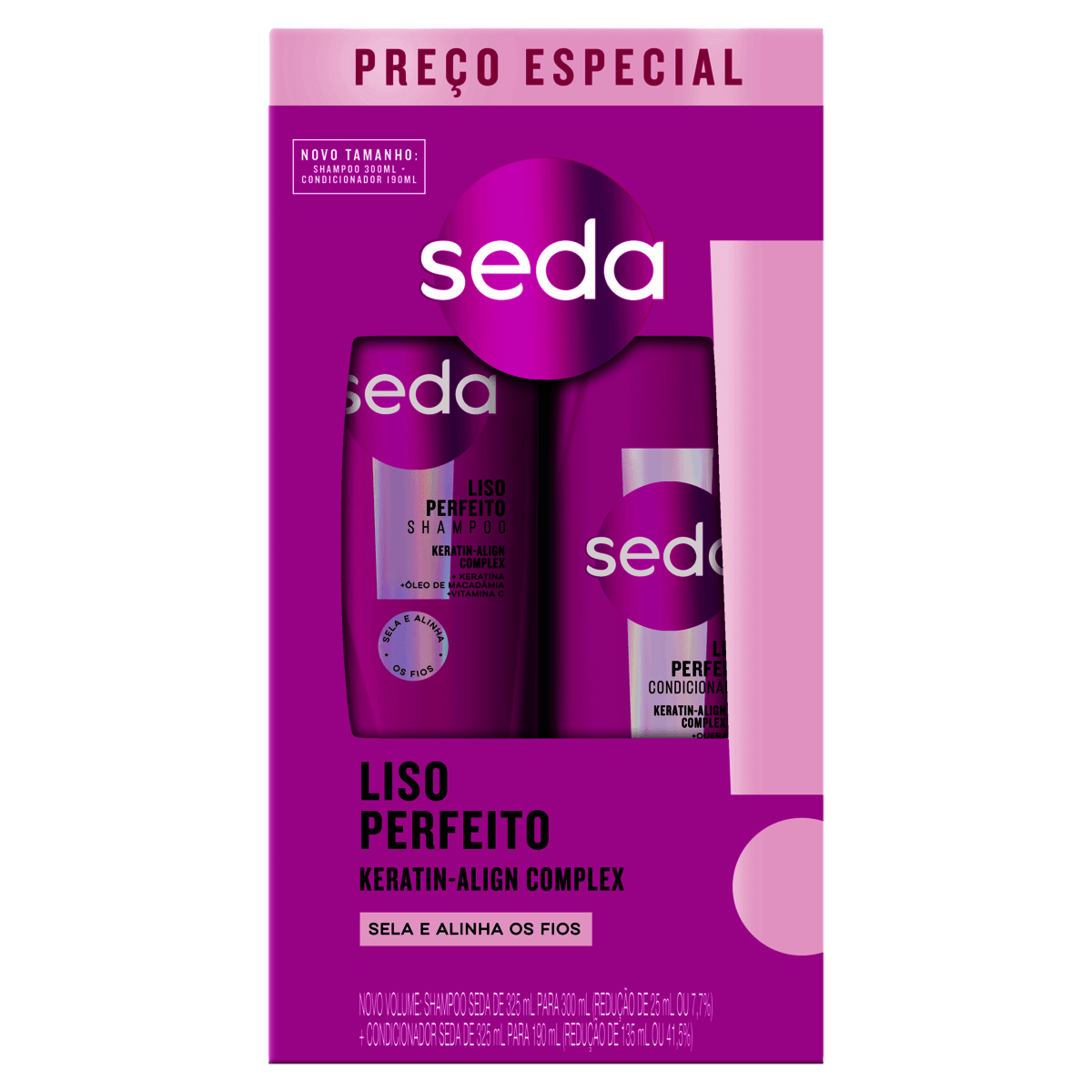 Seda Liso Perfeito Kit Shampoo 300mL + Condicionador 190mL - Preview 1