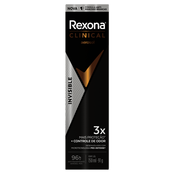 Antitranspirante Aerossol Spray Rexona Clinical Men Invisible 150mL - Imagem 2
