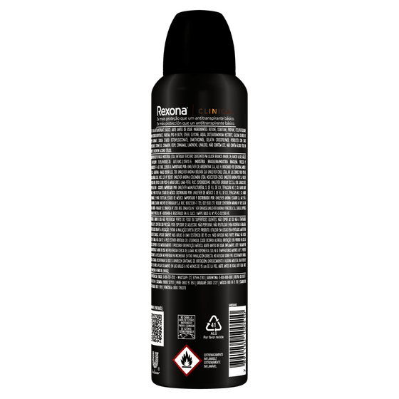 Antitranspirante Aerossol Spray Rexona Clinical Men Invisible 150mL - Imagem 4