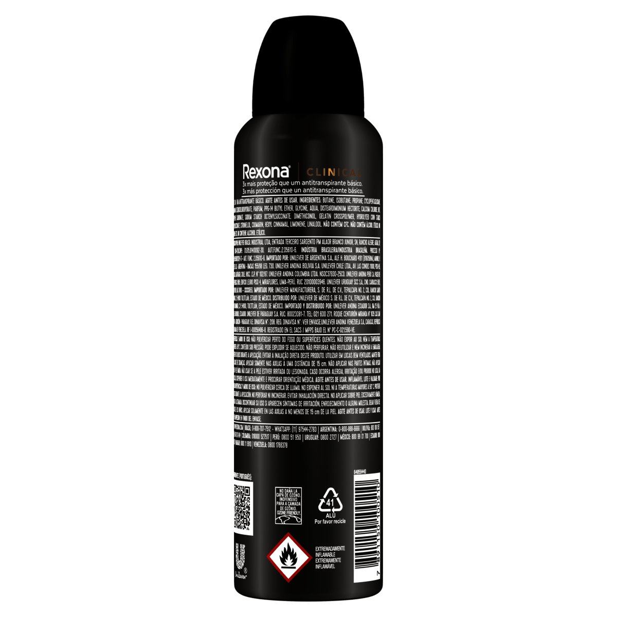 Antitranspirante Aerossol Spray Rexona Clinical Men Invisible 150mL - Preview 4