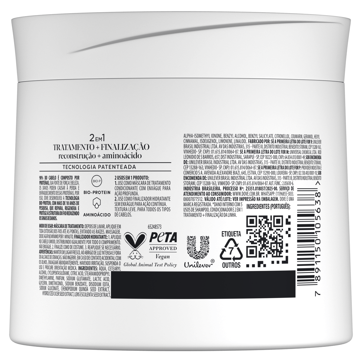 Máscara de Tratamento Dove Reconstrução + Aminoácido 320g - Preview 2