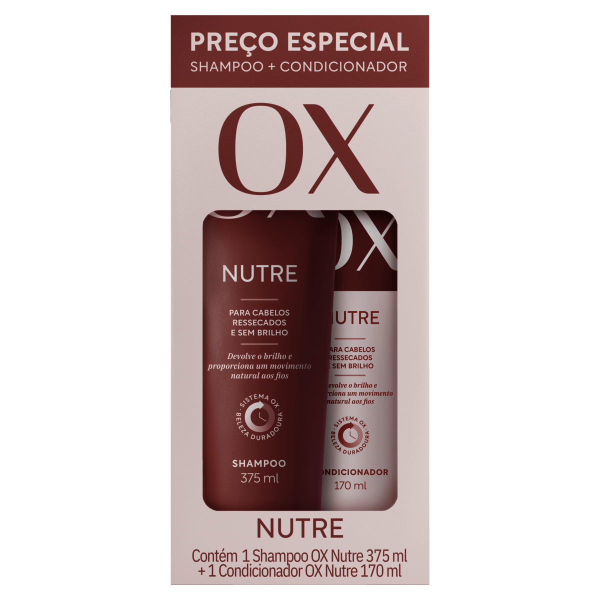 Kit OX Nutre Shampoo 375mL + Condicionador 170mL - Imagem 1