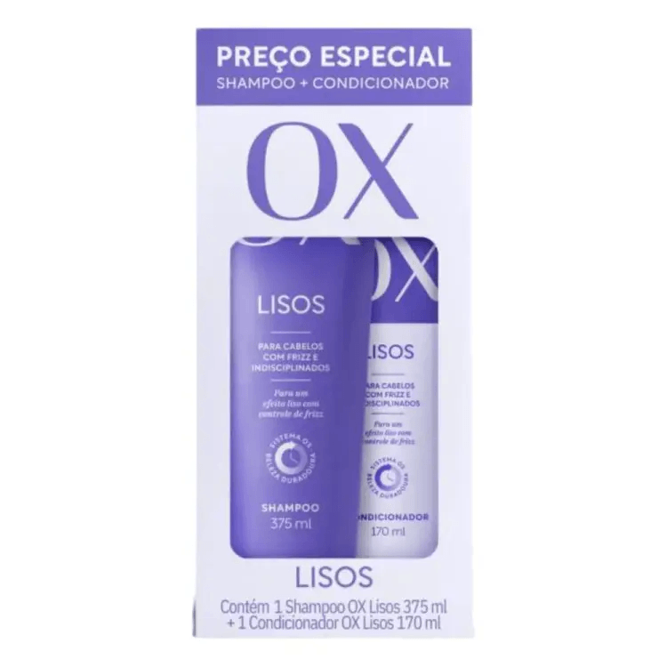 Kit OX Liso Duradouro Shampoo 375mL + Condicionador 170mL - Imagem 1