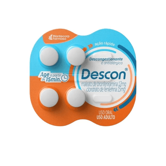 Descon 12mg + 15mg Comprimido Revestido de Liberação Prolongada - Blíster com 4 Comprimidos - Imagem 1