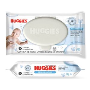Toalha Umedecida sem Perfume Disney Baby Huggies Puro e Natural Pacote 48 Unidades
