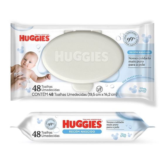 Toalha Umedecida sem Perfume Disney Baby Huggies Puro e Natural Pacote 48 Unidades - Imagem 1