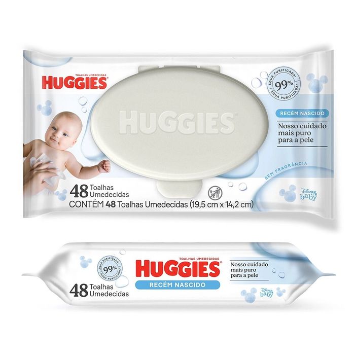 Toalha Umedecida sem Perfume Disney Baby Huggies Puro e Natural Pacote 48 Unidades - Imagem 1