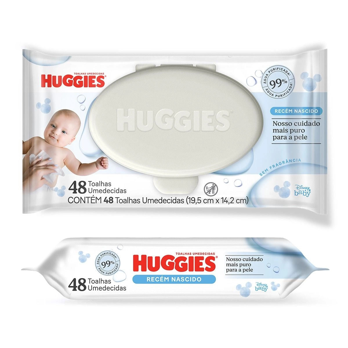 Toalha Umedecida sem Perfume Disney Baby Huggies Puro e Natural Pacote 48 Unidades - Preview 1