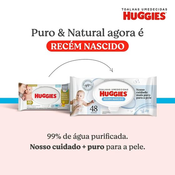 Toalha Umedecida sem Perfume Disney Baby Huggies Puro e Natural Pacote 48 Unidades - Imagem 2