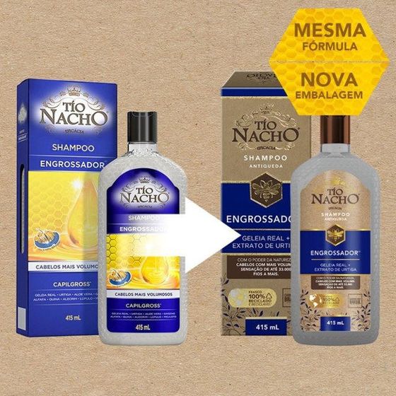 Kit Tio Nacho Engrossador Com 1 Shampoo De 415Ml + 1 Condicionador De 200Ml - Imagem 2