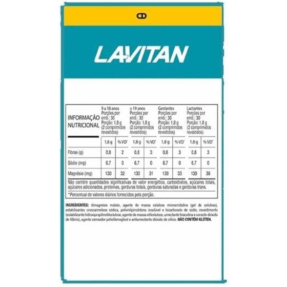 Lavitan Dimagnésio Malato 60 Comprimidos Revestidos - Imagem 2