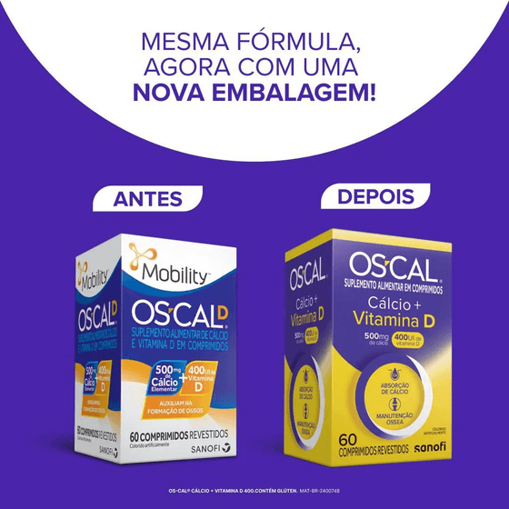 Oscal Cálcio + Vitamina D 500mg + 400UI - 60 Comprimidos Revestidos - Imagem 2