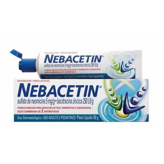 Nebacetin 5MG/G + 250UI/G Pomada dermatológica - Bisnaga com 50 G - Imagem 1