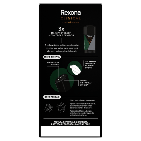 Desodorante Antitranspirante Creme Rexona Clinical Intense Fresh 58g - Imagem 4