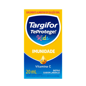 Vitamina C Targifor TeProtege! Imunidade Solução Oral (Gotas) Sabor Laranja - Frasco com 20mL