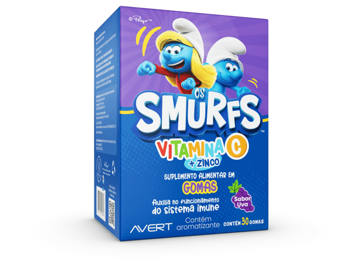 Os Smurfs Vitaminas C+Zinco Goma Sabor Uva - Caixa com 30 Gomas - Imagem 1