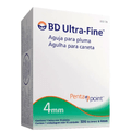 Agulha Descartável para Caneta Aplicadora BD Ultrafine 4mm Caixa com 10 Unidades
